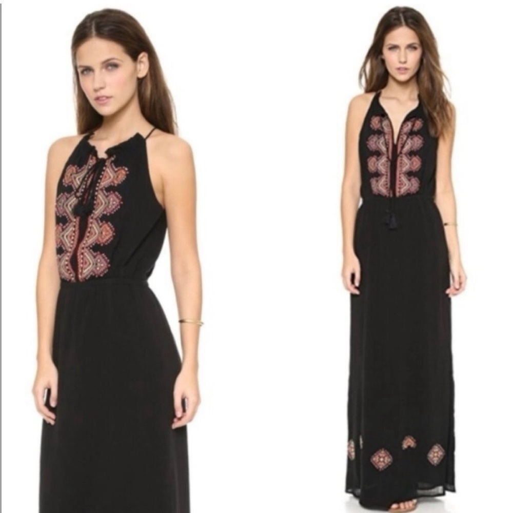 Madewell Kilim Embroidery Black Cotton Gauze Maxi Dress sleeveless Embroidered 2